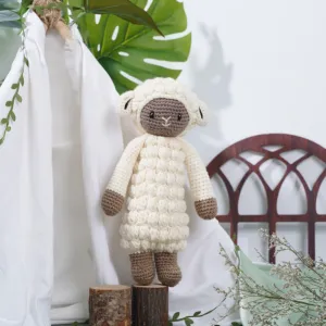 crochet stuffed standing poppy sheep, medium size, knitted toy, standing poppy sheep m, safe toy, handmade doll, knitted doll