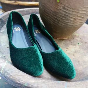 giày nhung cao gót 3cm màu xanh lá cây, giày nhung sang trọng, giày nhung mềm, giày nhung cổ điển, quà tặng mẹ