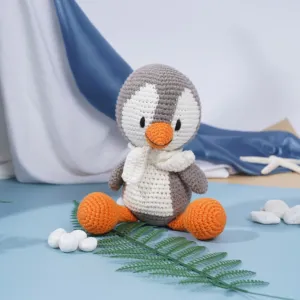chim cánh cụt len, đồ chơi chim cánh cụt, búp bê chim cánh cụt, thú bông móc len, đồ chơi thủ công, quà tặng cho bé, an toàn cho bé