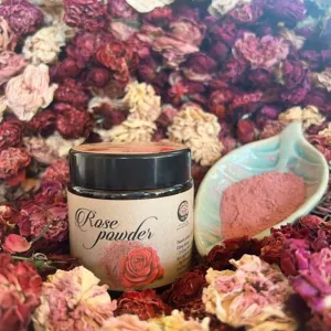 bột hoa hồng, bột thảo mộc, tăng cường collagen cho da, bột hoa hồng đắp mặt, tẩy tế bào chết tự nhiên