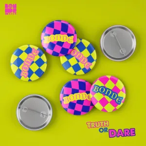 bonde pin, clothing or backpack decoration, youthful colors, unique and eye-catching accessory, dynamic style