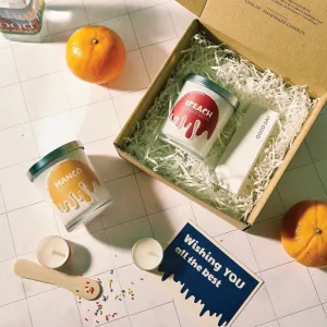Gift Box Of Single 'Krem' Scented Soy Candle Glass Jar, Summer In A Jar, Gift Of Serenity, Beautiful Box