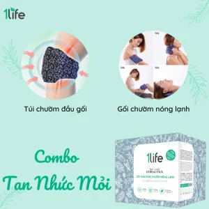 set gối thảo mộc tan nhức mỏi, gối thảo mộc chườm nóng lạnh, gối chườm đầu gối, túi chườm đa năng, set quà gối chườm