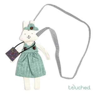 túi đeo búp bê lá, hình thỏ trắng dễ thương, dây đeo dài tiện dụng, chất vải bền đẹp, quà tặng cho bé