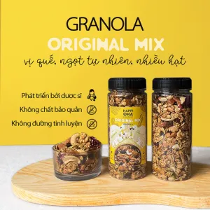 original mix granola, cinnamon flavor, naturally sweet, nutritious mixed nut granola, diet cereal, slimming snack