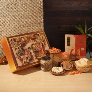 “an lành” gift set 2 (dried greasyback shrimp, pickled small leeks, prawn crackers), vietnamese specialty gift, meaningful tet gift box