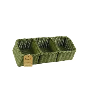 khay đựng đồ 3 ngăn màu xanh matcha, khoan rộng và sâu, làm từ sợi giấy tái chế, màu xanh match tươi mát, sản phẩm bền vững
