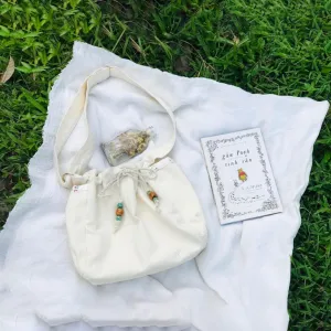túi rút dây thêu tay linen đeo chéo, thiết kế xinh xắn, dây rút tiện lợi, quai đeo có thể điều chỉnh, chất liệu vải lien nhẹ nhàng