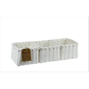 khay đựng đồ 3 ngăn màu trắng, sản phẩm làm từ nguyên liệu tái chế, bền chắc, giúp sắp xếp đồ vật gọn gàng, trang trí bàn học