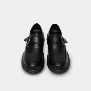 black genuine leather loafers, cross-strap loafer shoes, genuine leather shoes, retro leather shoes, premium leather shoes