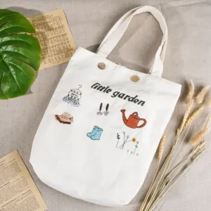 túi tote thêu tay linen little garden, chất vải linen mềm mại, họa tiết nổi bật, phụ kiện thời trang hiện đại, thiết kế, bonde sign, chus