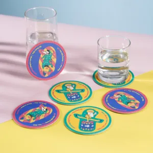 set 6 lót ly, thiết kế độc quyền, màu sắc tươi sáng, chất liệu giặt được, độ bền cao, khả năng thấm nước tốt, tái sử dụng