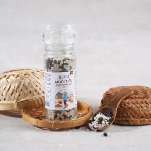 premium pepper salt with grinder, black pepper salt from quang nam, salt without additives, dipping salt for seafood