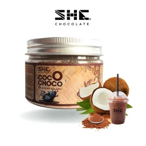 60g coconut chocolate powder, plastic jar, bitter-sweet chocolate with creamy coconut flavor, high cocoa content, irresistible flavor