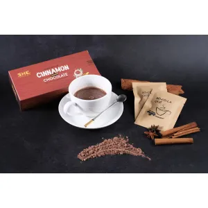 cinnamon chocolate powder, box of 10 packs, made from natural ingredients, unique bitter and warm flavor, suitable for daily use