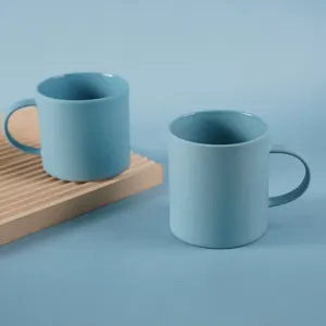 blue ceramic cup, solid color, minimalist and elegant style, high aesthetic value, premium ceramic, high durability