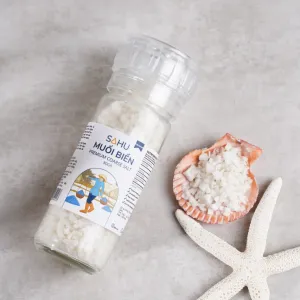 premium coarse salt with grinder, coarse salt grains, mouth-refreshing salt grains, good for heart health, pure sea salt