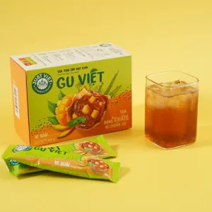 trà vị xoài, trà trái cây hạt chia, just viet, chus