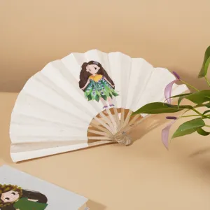 Lavender Dó Paper Fan, Cute Doll Patterns, Premium Quality Material, Exclusive Design, Handcrafted Product