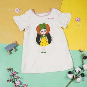 hana hand-drawn t-shirt for baby girl, intricate hand-painted patterns, natural fiber fabric, good sweat absorption, aged 2-3 years