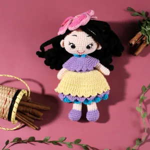 hana cherry blossom crochet doll, comfortable knit material, cherry blossom pattern, unique design, highlight in living space