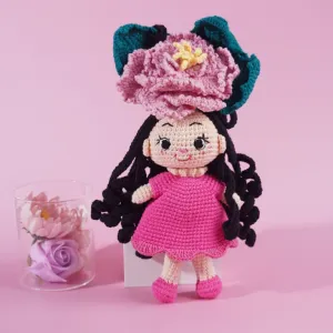 hana peony, crochet doll, graceful and charming design, elegant style, peony flower pattern, decorative product