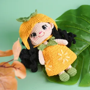 hana yellow persimmon, crochet doll, impressive design, innocent style, lovely knit doll, yellow persimmon pattern, gift for friends
