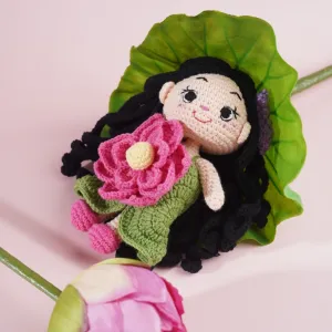 gentle and graceful design, made of soft wool material, unique accessories, featuring lotus flower pattern