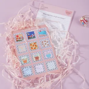 colorful stamp sticker sheet, decorative stickers, various colors, adds elegance to objects, waterproof stickers