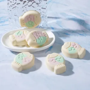 fish shaped handmade soap, lemon essential oil, natural ingredients, no fragrances or preservatives, gentle on the skin
