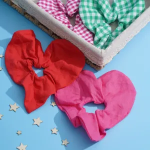 cột tóc vải hình tim, chất liệu mềm nhẹ, phối màu rực rỡ, phụ kiện xinh xắn cho tóc, thiết kế trái tim độc đáo