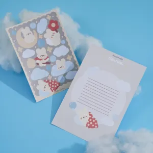 dreaming sticker sheet, illustrations of bunny and clouds, phone and laptop decoration sticker, dreamy style, unique highlight