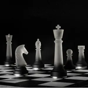 lumina chess, monochrome version - maztermind, strategy game, monochrome chess set, beautifully designed chess