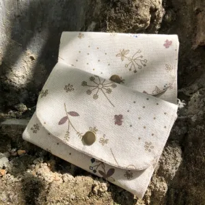 handmade canvas fabric wallet, elegant floral pattern, 3 convenient compartments, compact design, holding money