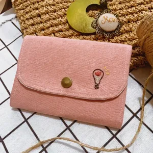 hand-embroidered linen fabric wallet, adorable hand-embroidered pattern, 3 convenient compartments, lovely handmade accessory
