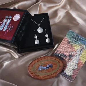 vietnam silver jewelry gift set with square lacquer box, exclusive design, luxurious jewelry, elegant accessories, gift for women