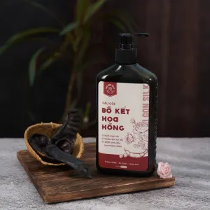 dầu gội bồ kết hoa hồng thảo mộc thiên nhiên, giảm gàu da đầu, hương thơm nhẹ nhàng, dễ chịu khi gội, việt nam, saigon silk, chus