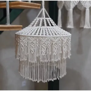 macrame trang trí đèn thả treo, thiết kế tinh tế và sang trọng, tính thẩm mỹ cao, sản phẩm thủ công, trang trí nội thất