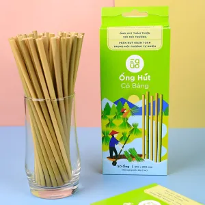 grey sedge grass straws (box 50 straws), nano silver antibacterial treatment, natural ingredients, resistant to deformation