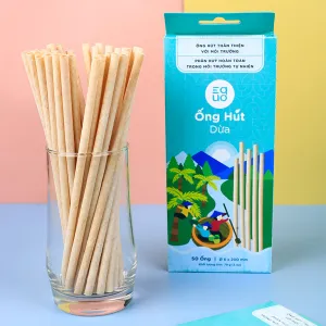 coconut straws (box 50 straws), no preservatives, resistant to softening in water, minimizes plastic waste, eco-friendly lifestyle