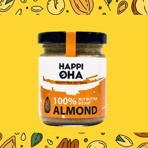 almond butter (smooth) - 100g happi oha almond butter, nutritious nut butter, sugar-free diet butter, great with bread