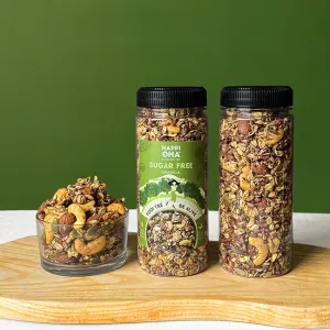 sugar free granola, nutty flavor, nutritious breakfast, low-calorie snack, diet granola, crispy fragrant granola