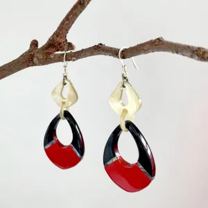 blob earrings, day dreamers collection, dominant red tone, meticulously handcrafted, easy to pair with various outfits, modern design