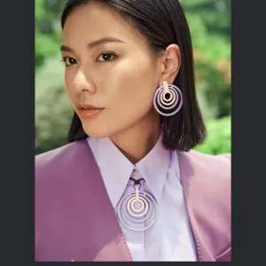 purple phenomemal earrings & necklace, trendsetter collection, stylish purple shade, eye-catching, enhances personal style