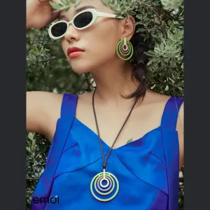 chartreuse phenomemal earrings & necklace, trendsetter collection, green shade, unique design, bold large size
