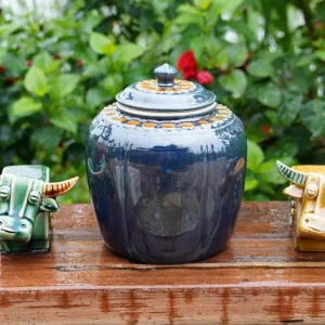 khạp/ hũ đựng nước hình cánh sen bằng gốm, hceramic, chus