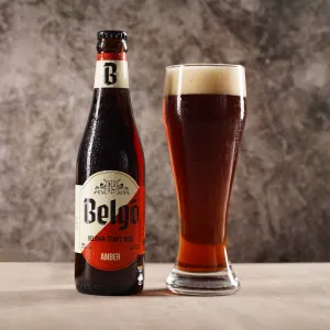 belgo amber beer (18 ibu), handcrafted beer, combines caramel and dried fruit flavors, with a refreshing lingering finish
