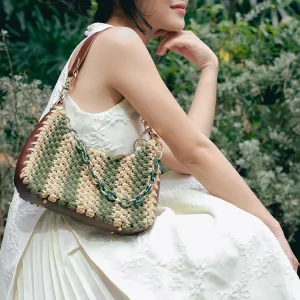 spring macramé bag, sturdy cotton fiber material, bright colors, suitable for outings or dates, gift for friends