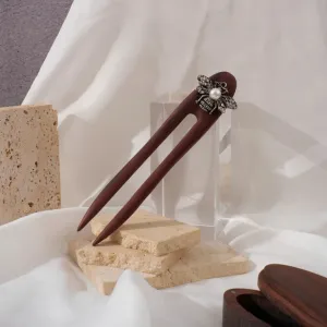 bee wooden hair fork, unique and distinctive pattern, elegant and graceful style, rustic wooden hair fork