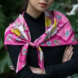 khăn lụa sweet bloom, khăn lụa hồng, khăn lụa nữ tính, khăn phối áo đơn sắc, khăn choàng vai, khăn quấn làm áo